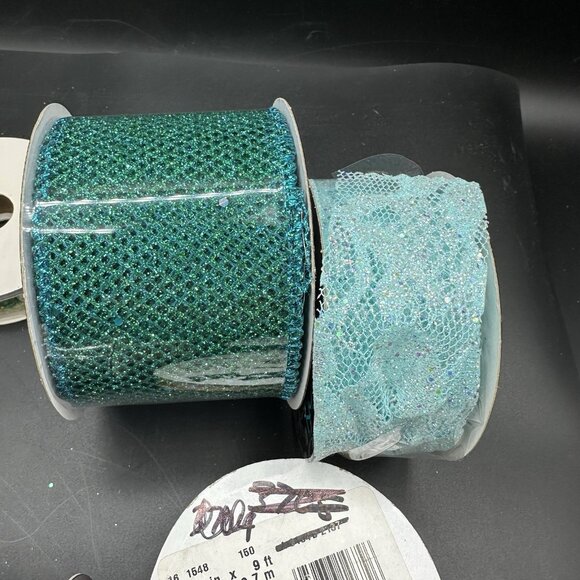 Craft Ribbon Trim Lot of 9 Lace Glitter Crinkle Cut Edge Satin Chiffon Ruffle - Picture 9 of 14